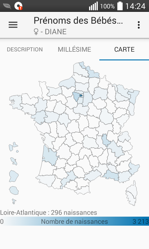 naissances par département - Prénoms des Bébés Français - Android