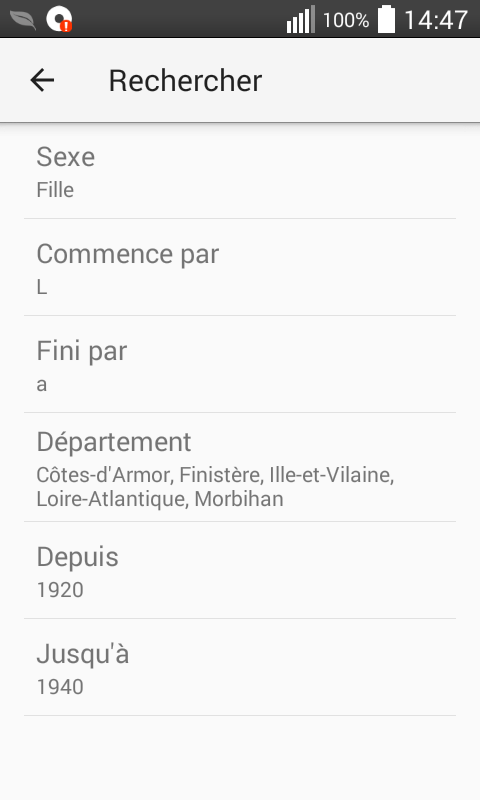 rechercher un prénom - Prénoms des Bébés Français - Android