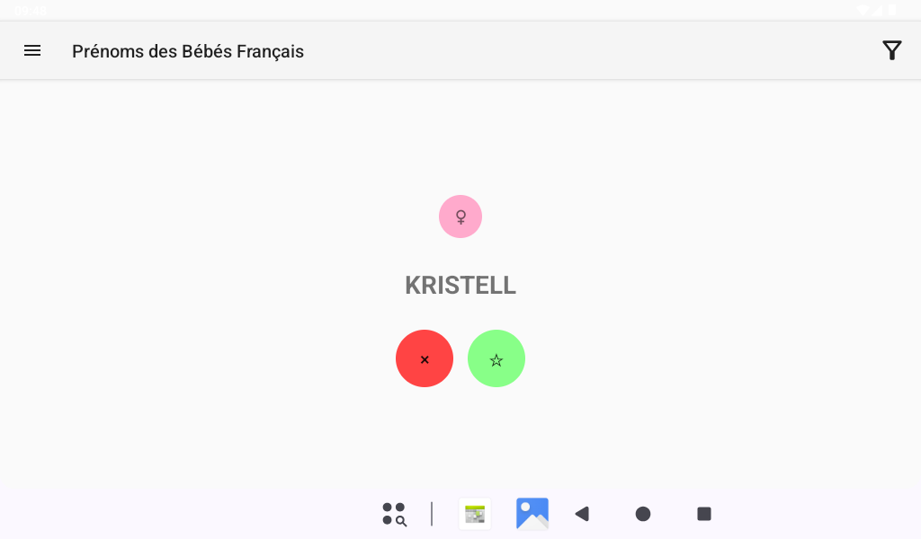 prénom aléatoire - tablette 7' - Prénoms des Bébés Français - Android
