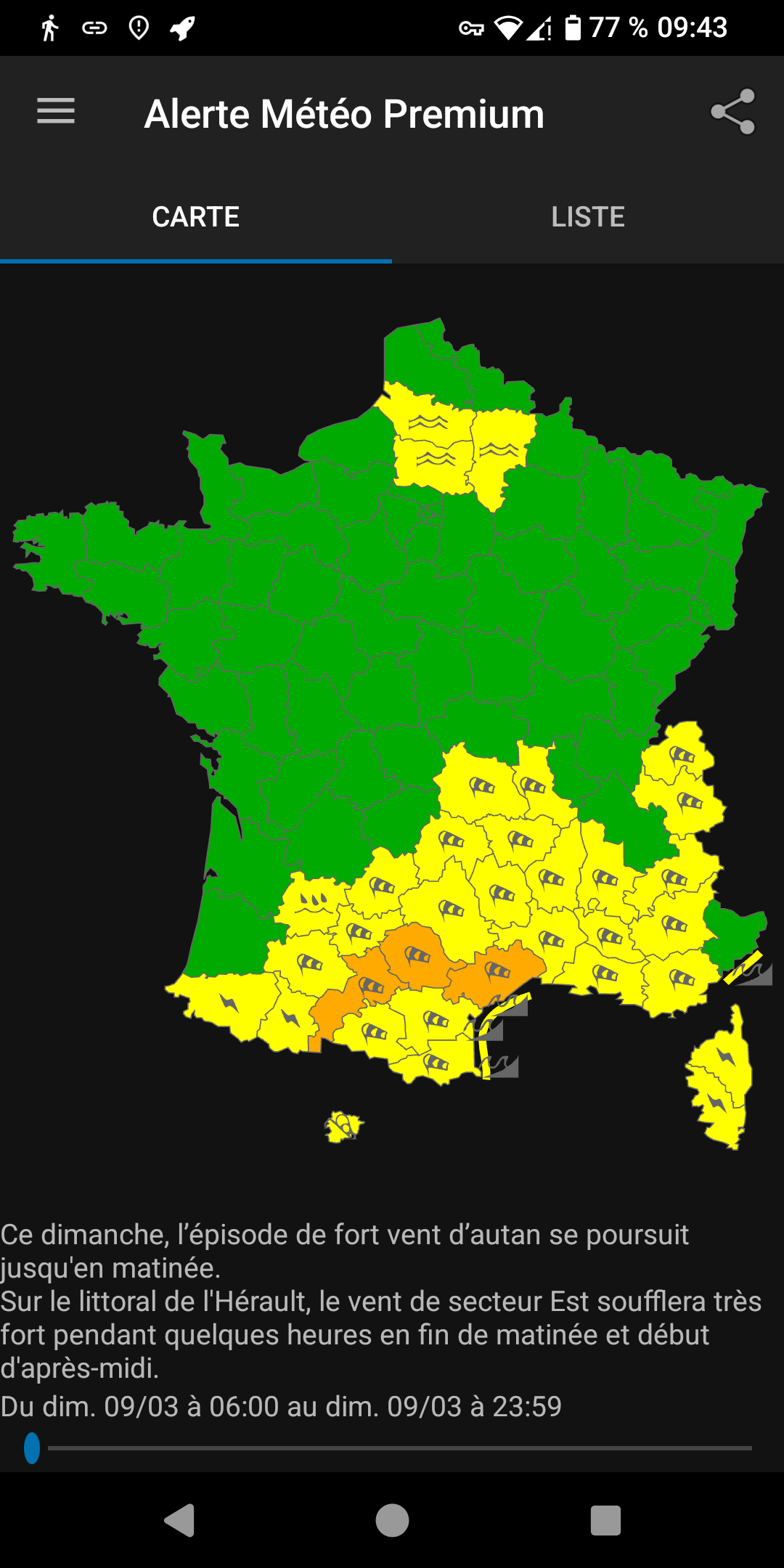 carte de vigilance - Alerte Météo - Android