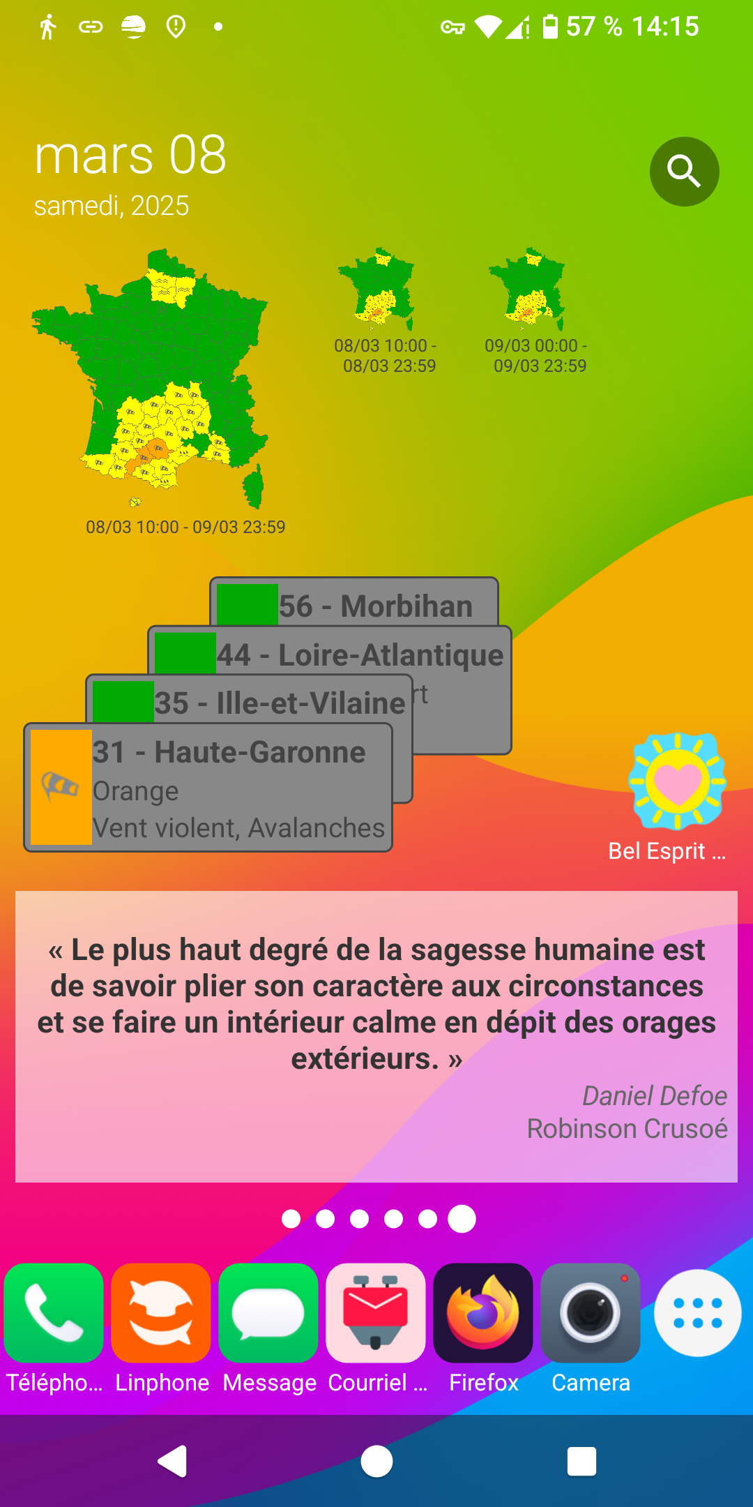 widget carte et liste - Alerte Météo - Android