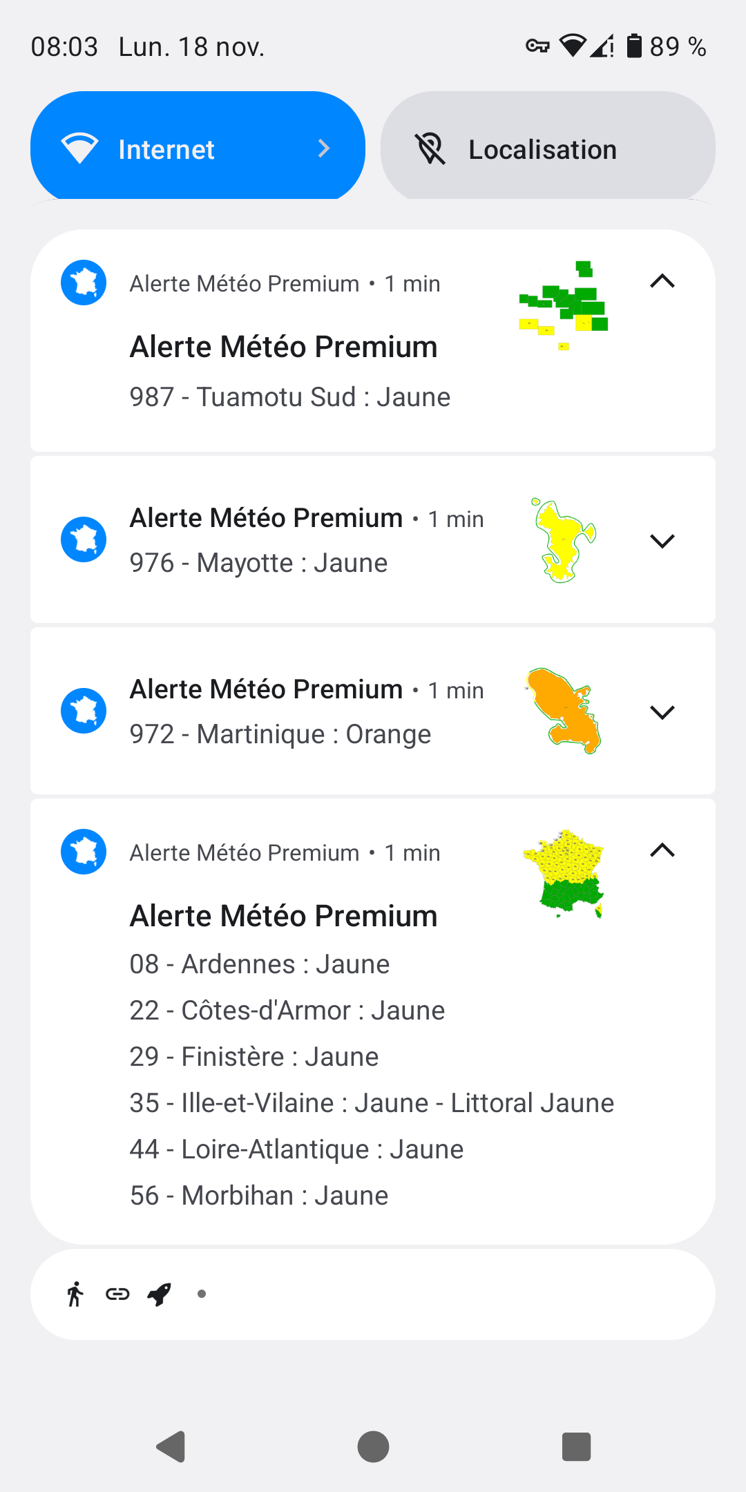 notification - Alerte Météo - Android