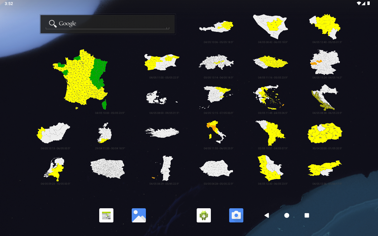 widget carte - tablette 7' - Alerte Météo - Android